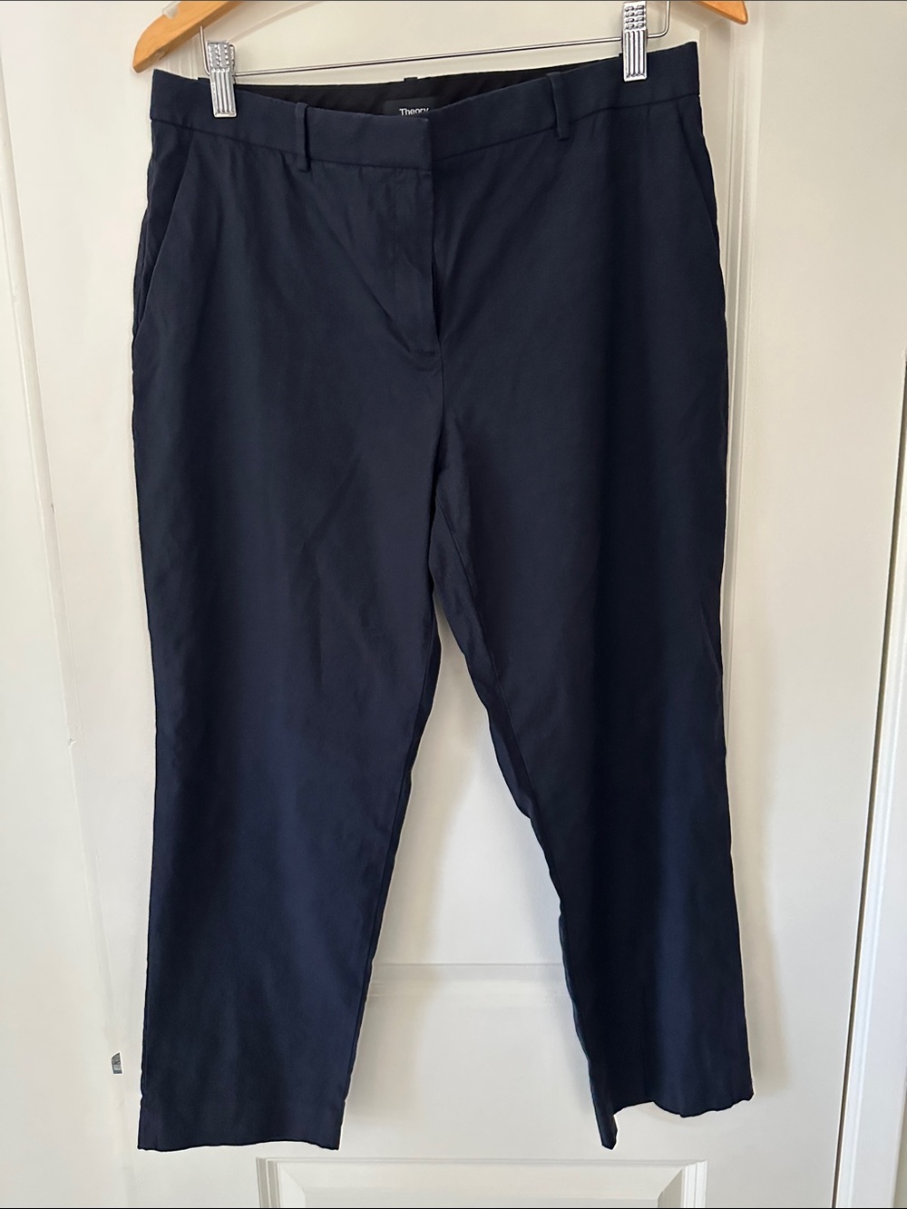 Theory Dark Navy Tailored Straight-Leg Ankle Pants